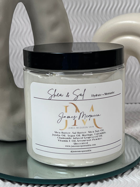 unscented shea and sal whipped body butter infused oil with dried calendula moringa chamomile flower for extra dry eczema skin ultra hydrating and moisturizing sensitive skin friendly